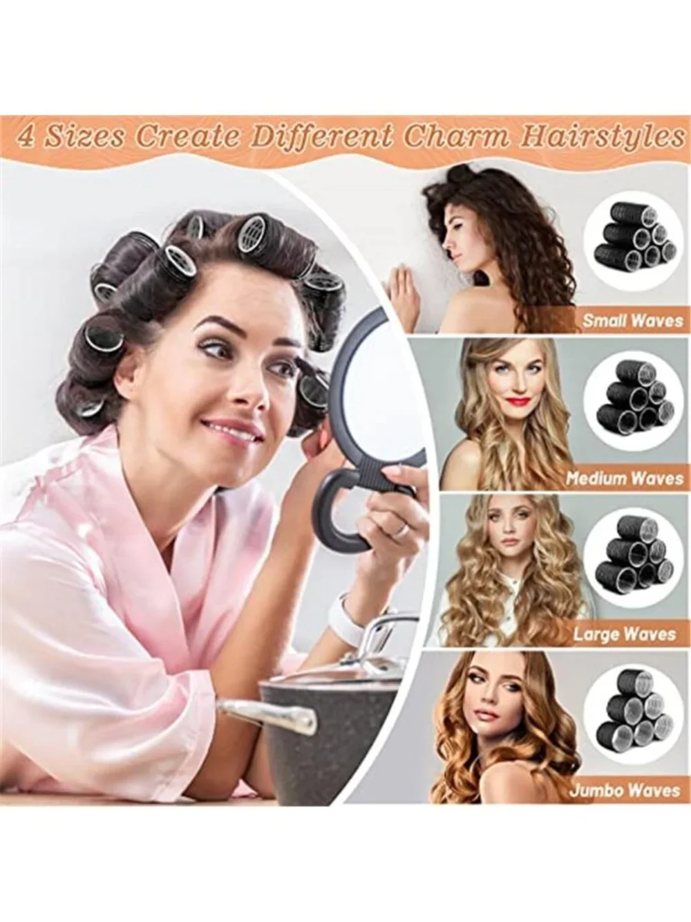 Hair Curler Rollers for Women 24PCS Heatless Hair Roller with 12 PCS Clips